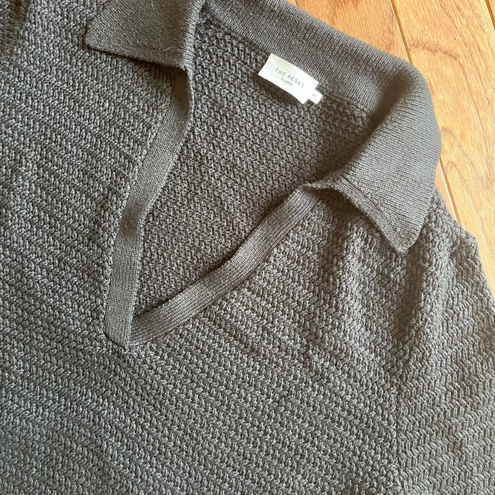 The Reset R Label Chainlink Eco Polo Sweater Top Black